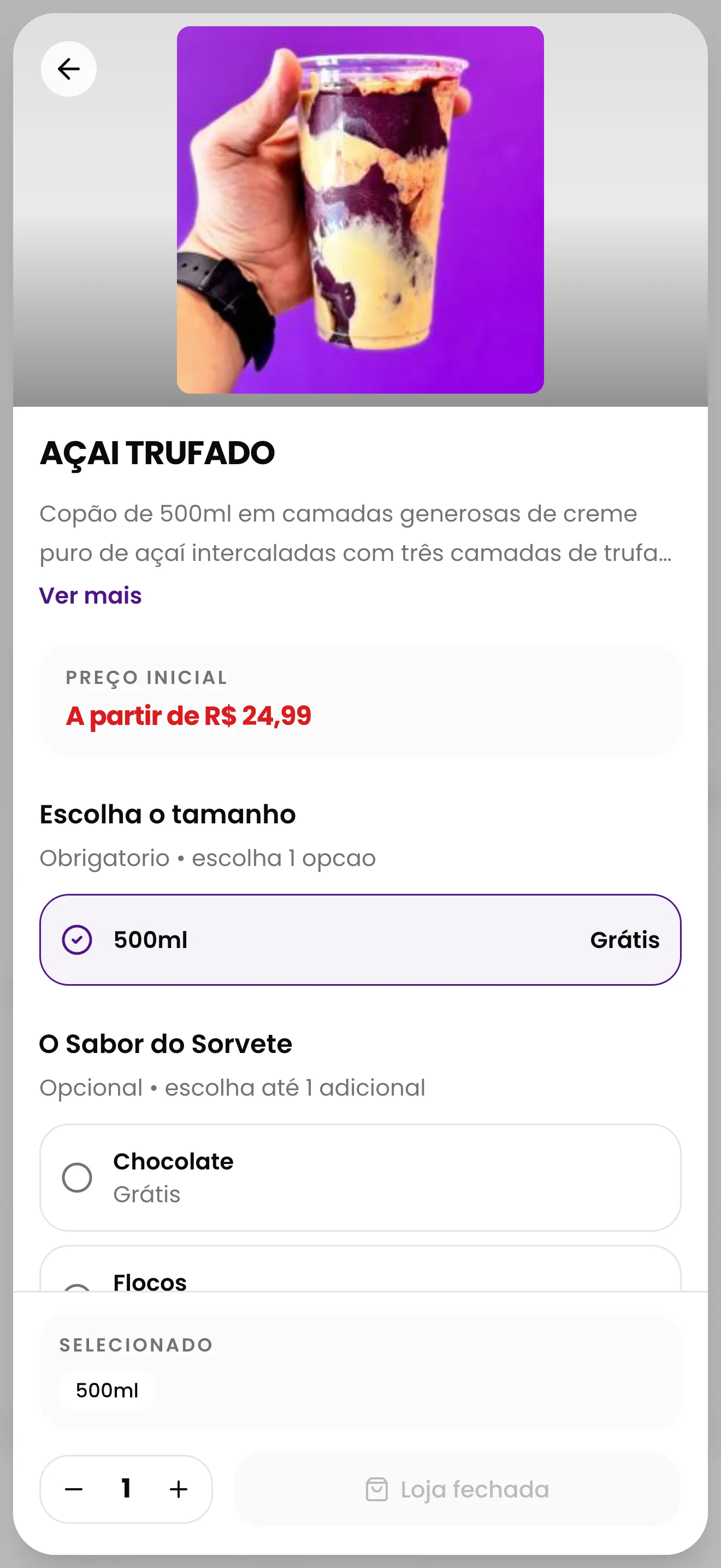Tela mobile do canal próprio com produto, preço e opções de personalização